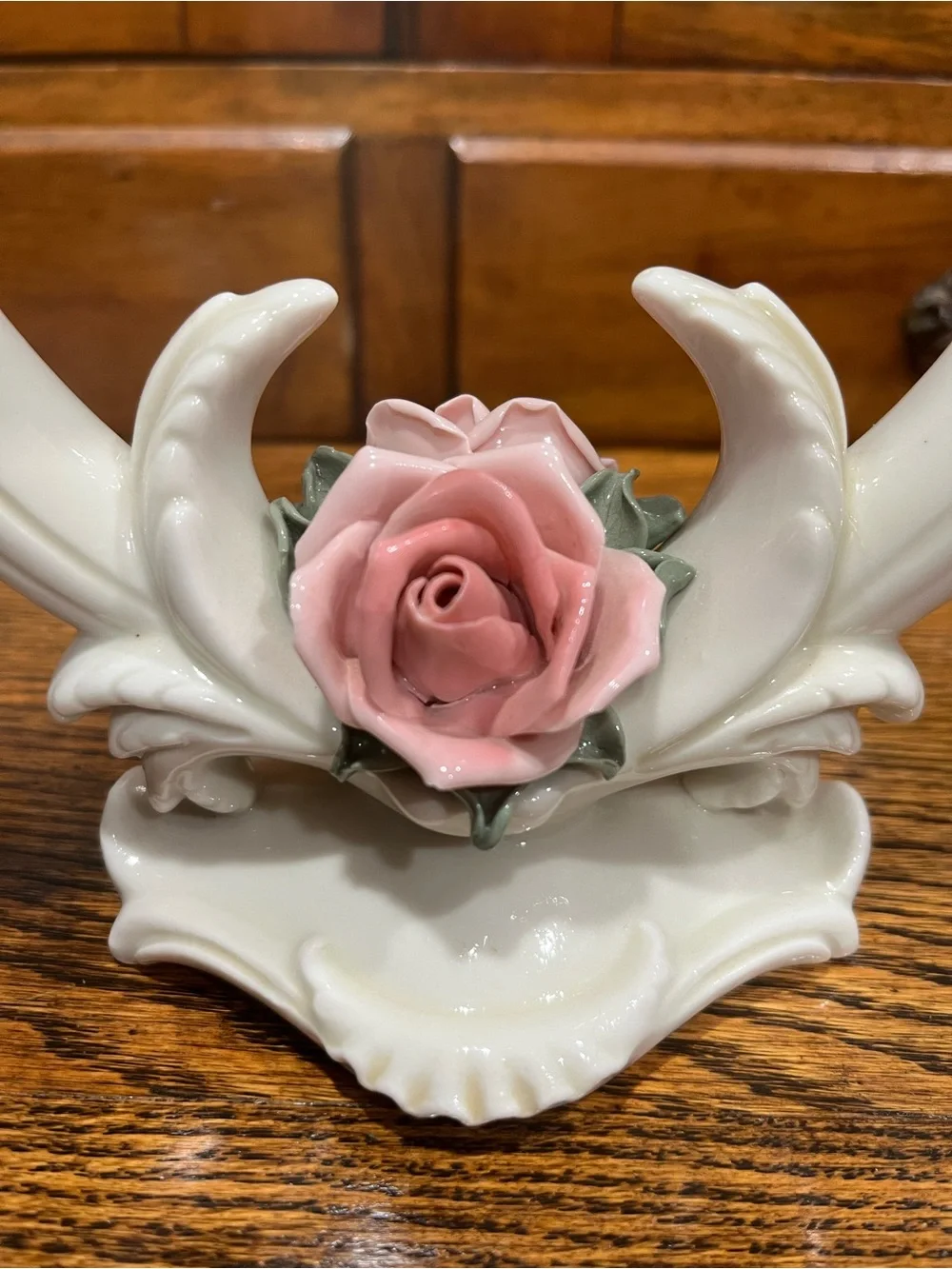 Vintage Karl Ens Volkstedt Double-Arm Porcelain Candelabra Pink Rose Chic Rose